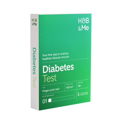 Packaging for Diabetes Finger Prick Test.