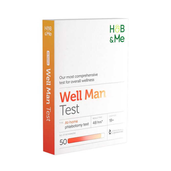 Packaging for a Well Man At-Home Blood Test.